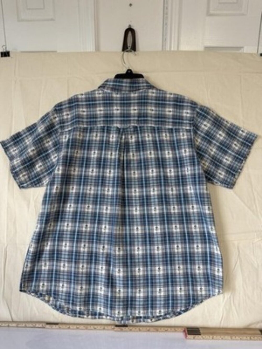 Bobbie Brooks Top Womens XL Blue Plaid Embroidered Short Sleeve Button Up Shirt - Picture 2 of 12